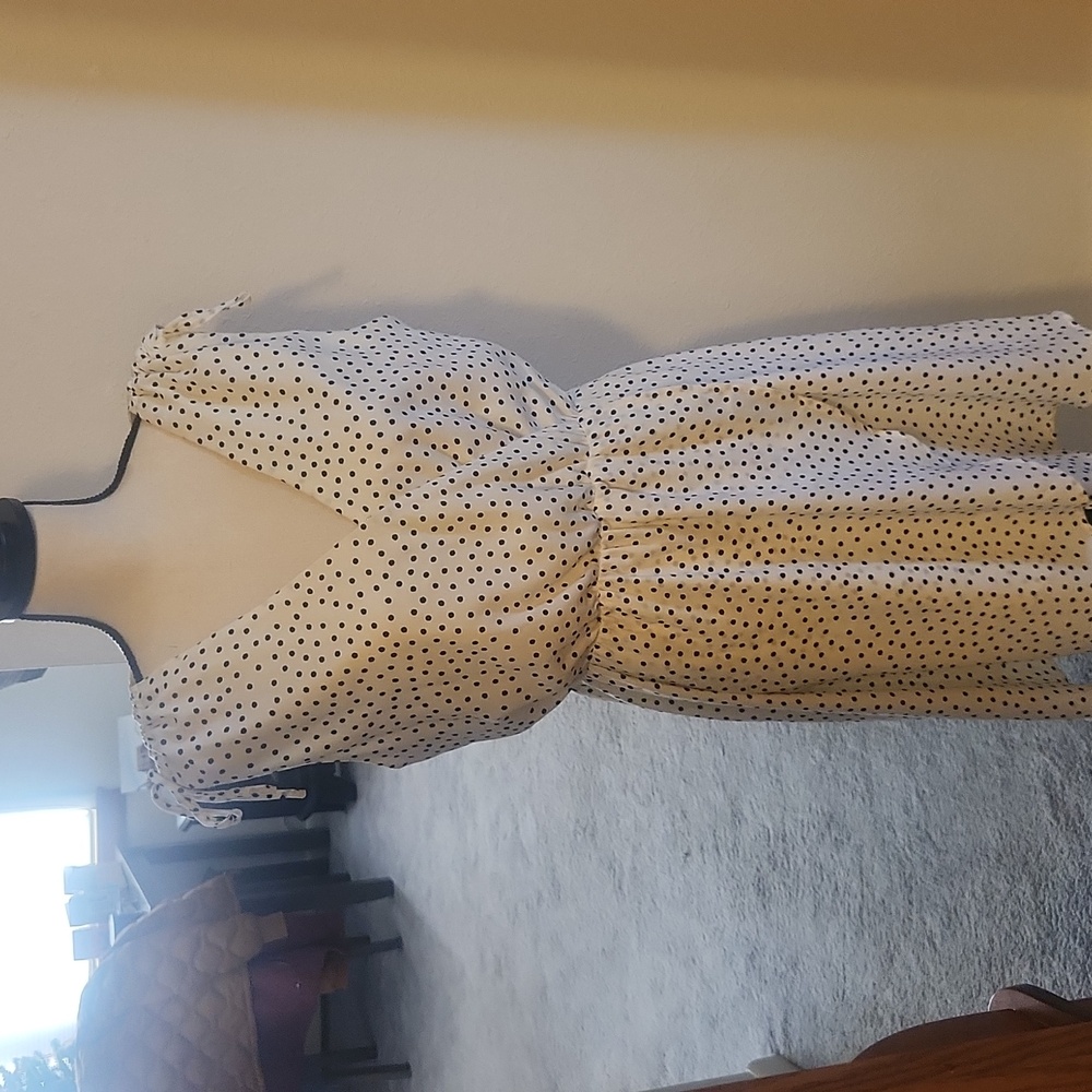 Collective Concepts Navy and White Polka Dot Mini Dress